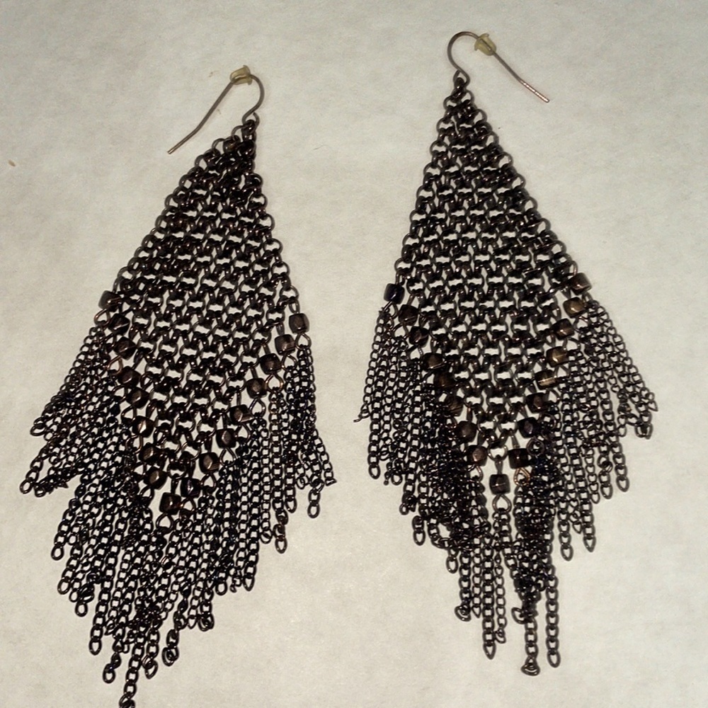 Chain Mail Earrings in rich copper brown. Banana Republic. All original. - Picture 4 of 8